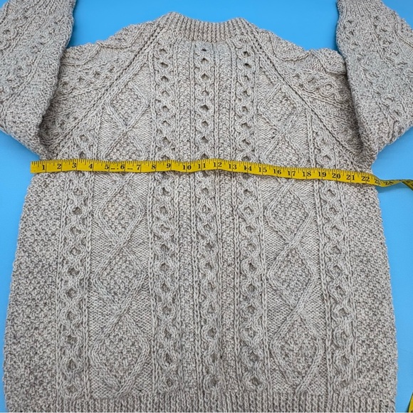Blarney Woolen Mills Hand Knit Irish Sweater Fisherman Pattern Beige - Picture 9 of 10